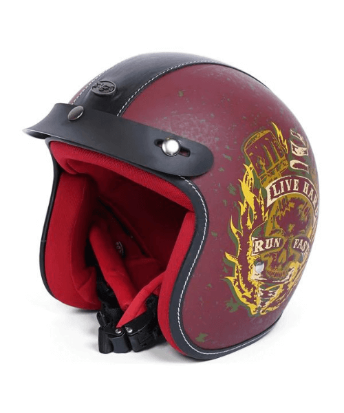 Vardenchi Live Hard Half Face Helmet - Maroon