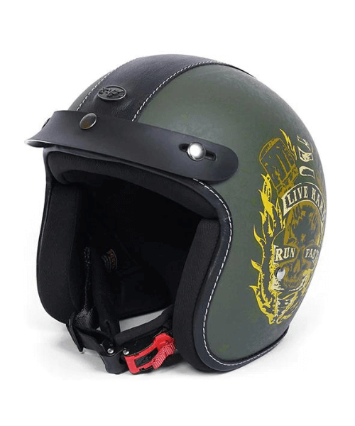 Vardenchi Live Hard Half Face Helmet - Battle Green