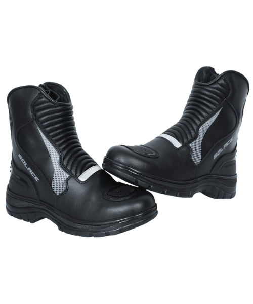 Buy Solace Scout Motorcycle Boots Black Grey - Main Image