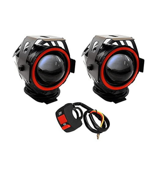 AUTOPOWERZ U7 Fog Light -Red Devil Eye Red DRL Ring With Switch - 12V-80V - Pair