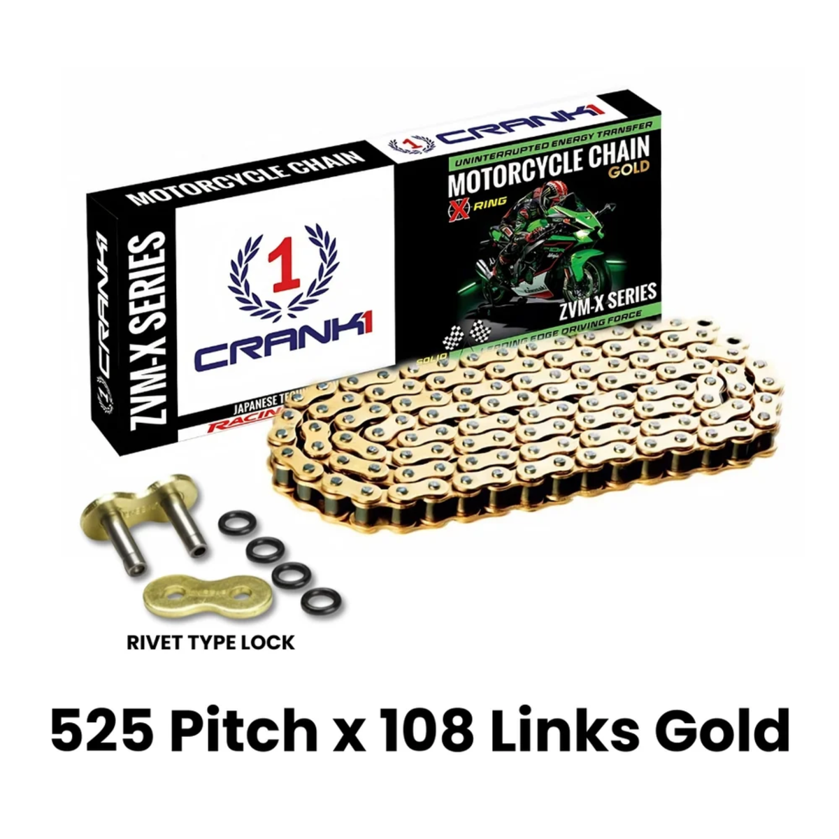 Crank1 Ducati Monster 1200 (2017-2018) 525 Pitch ZVM-X 108L Chain - Gold