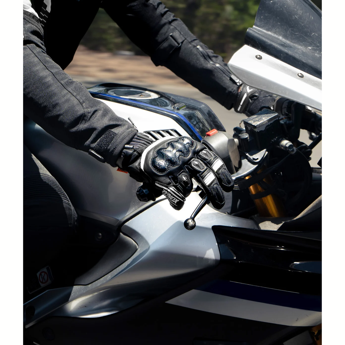 Rynox Tornado Pro 5 Riding Gloves - Black White - Rynox