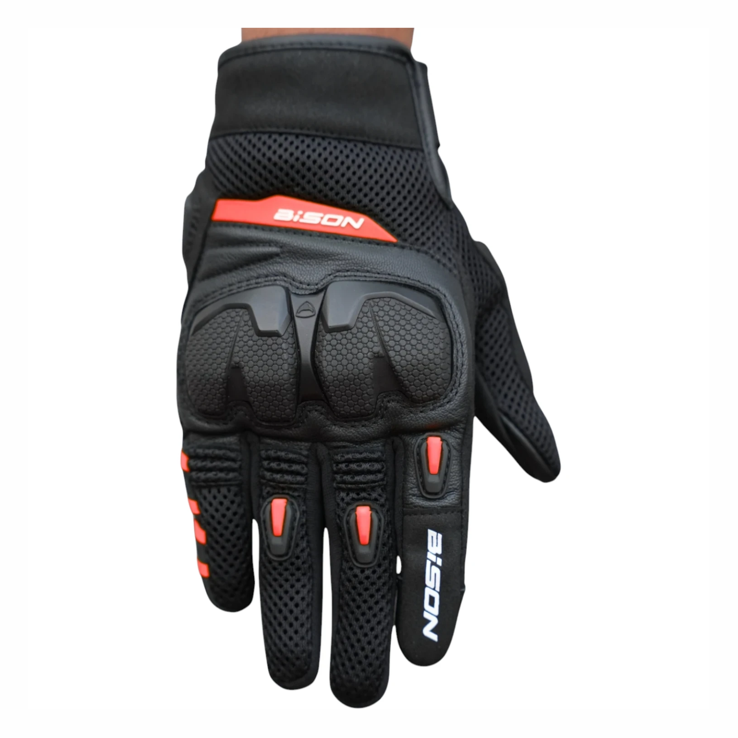 Bison ProGear Raptor Riding Gloves - Black Red