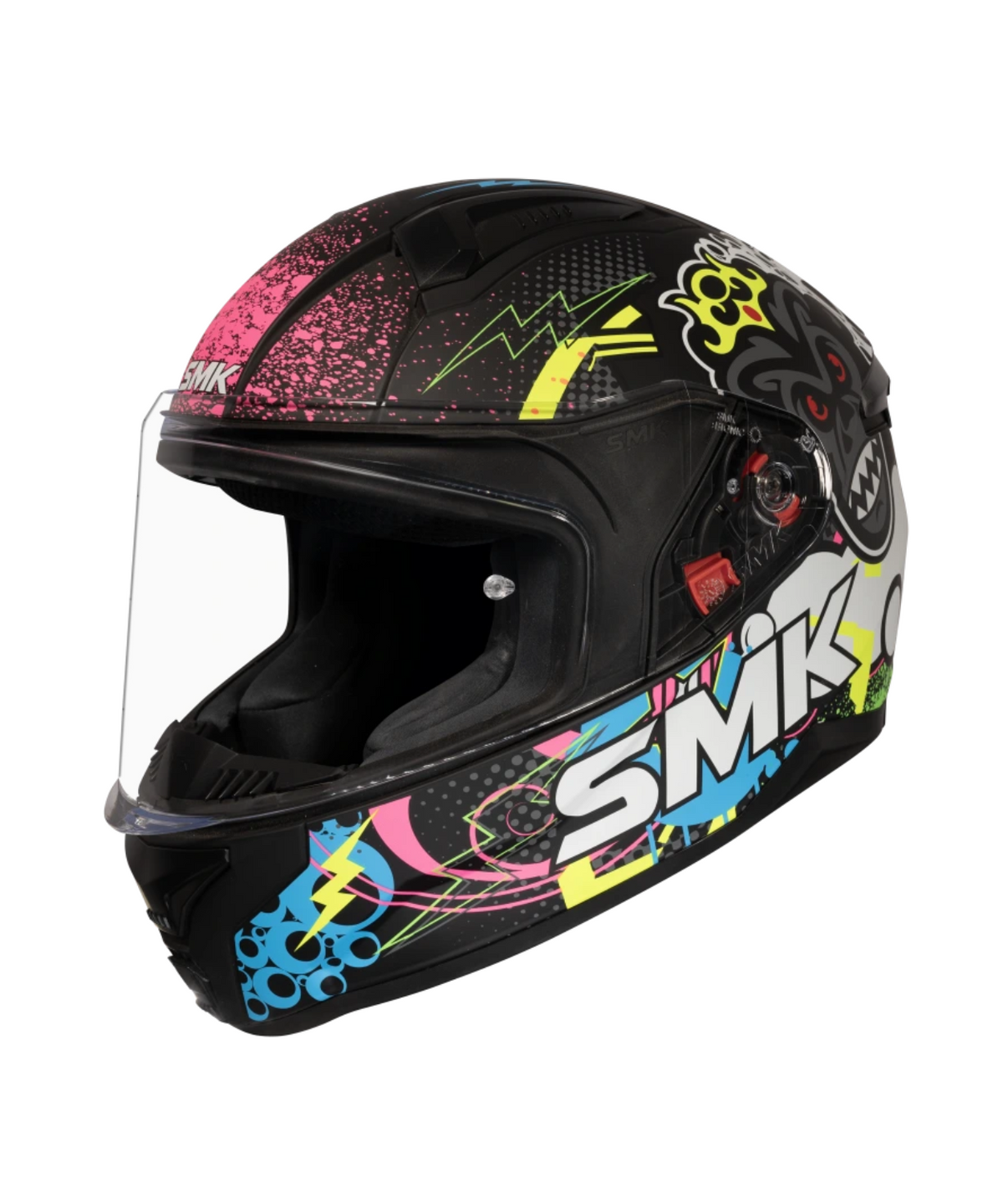 SMK Bionic Youth Chimpz MA264 Helmet - Matt Black Blue Pink - SMK