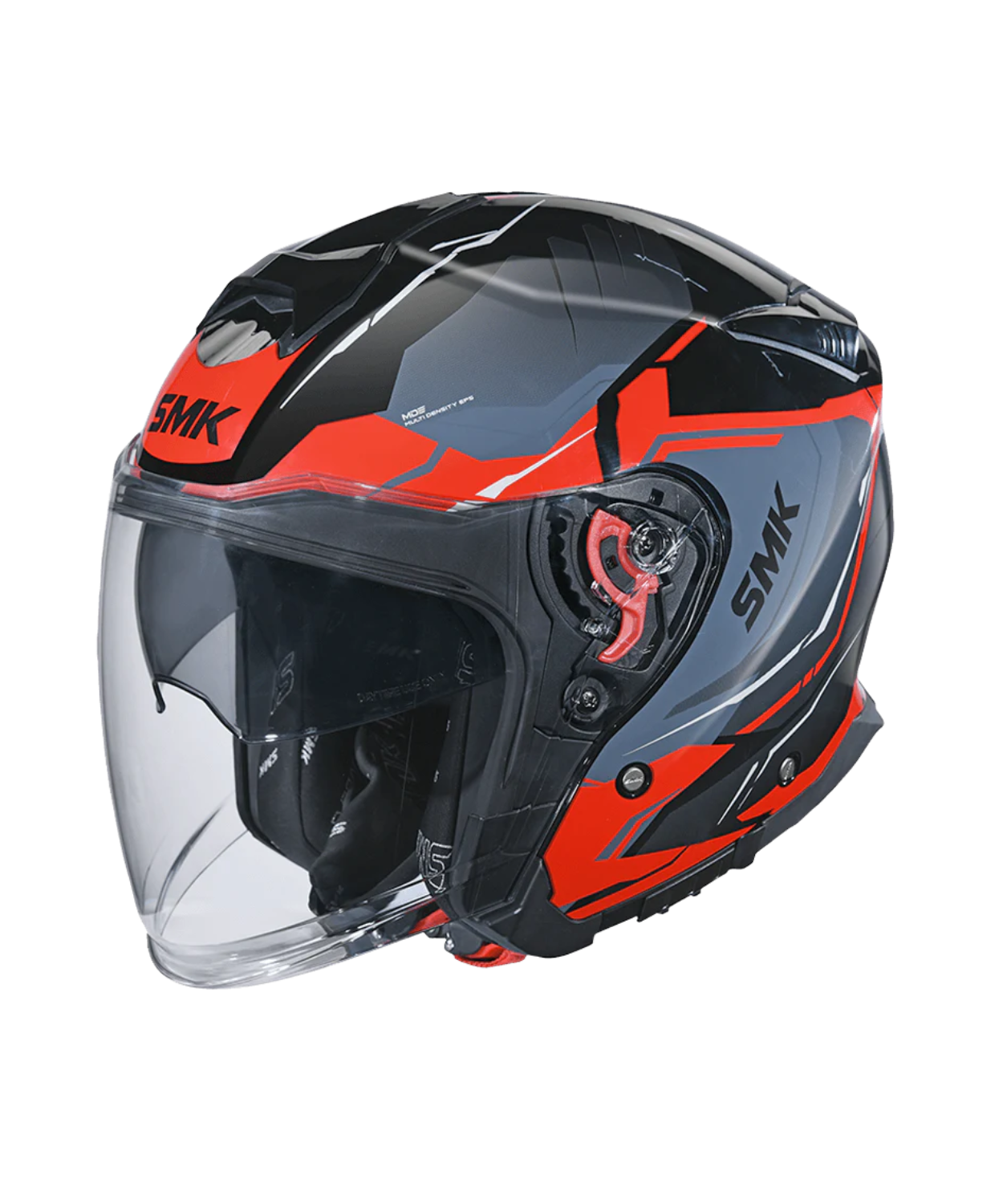 SMK GTJ Escape GRPS GL236 Half Face Helmet - Gloss Grey Red