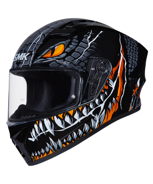 SMK Stellar Sports Taotei GL267 Helmet - Gloss Black Grey Orange