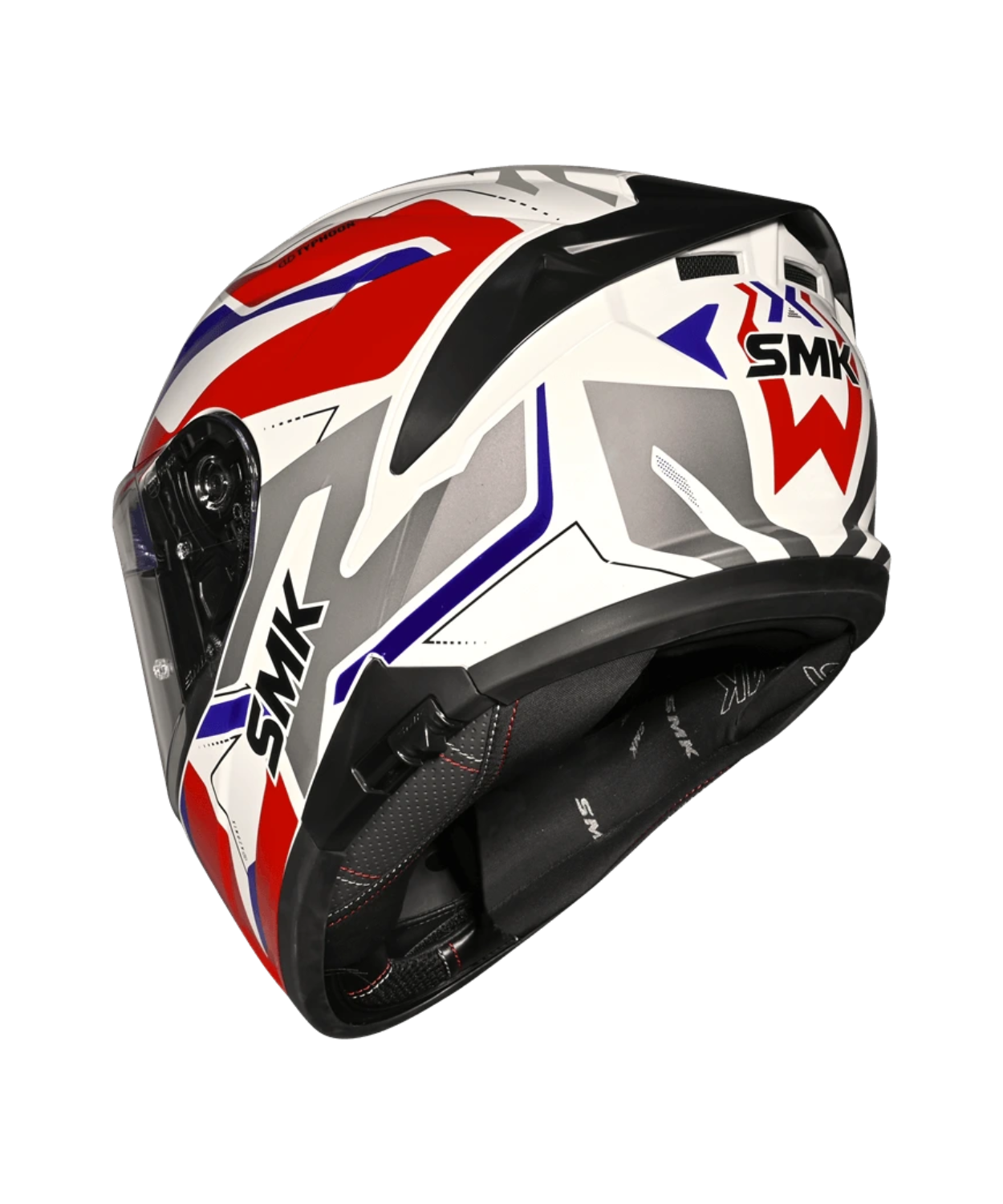 SMK Typhoon Azonix GRPS GL135 Full Face Helmet - Gloss White Red Blue