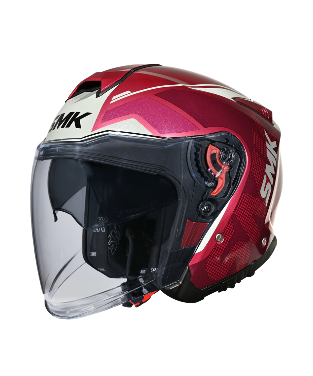 SMK GTJ Tourer GRPS GL363 Half Face Helmet - Gloss Maroon White