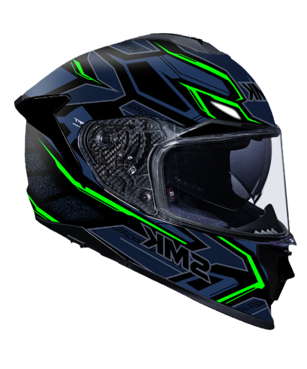 SMK Titan Panther Graphic GL258 Full Face Helmet - Gloss Black Blue Green