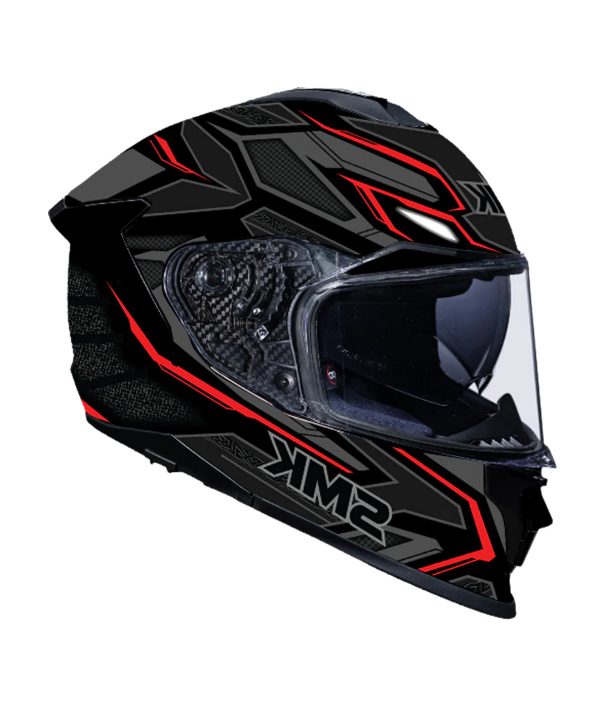 SMK Titan Panther Graphic GL263 Full Face Helmet - Gloss Black Grey Red - SMK