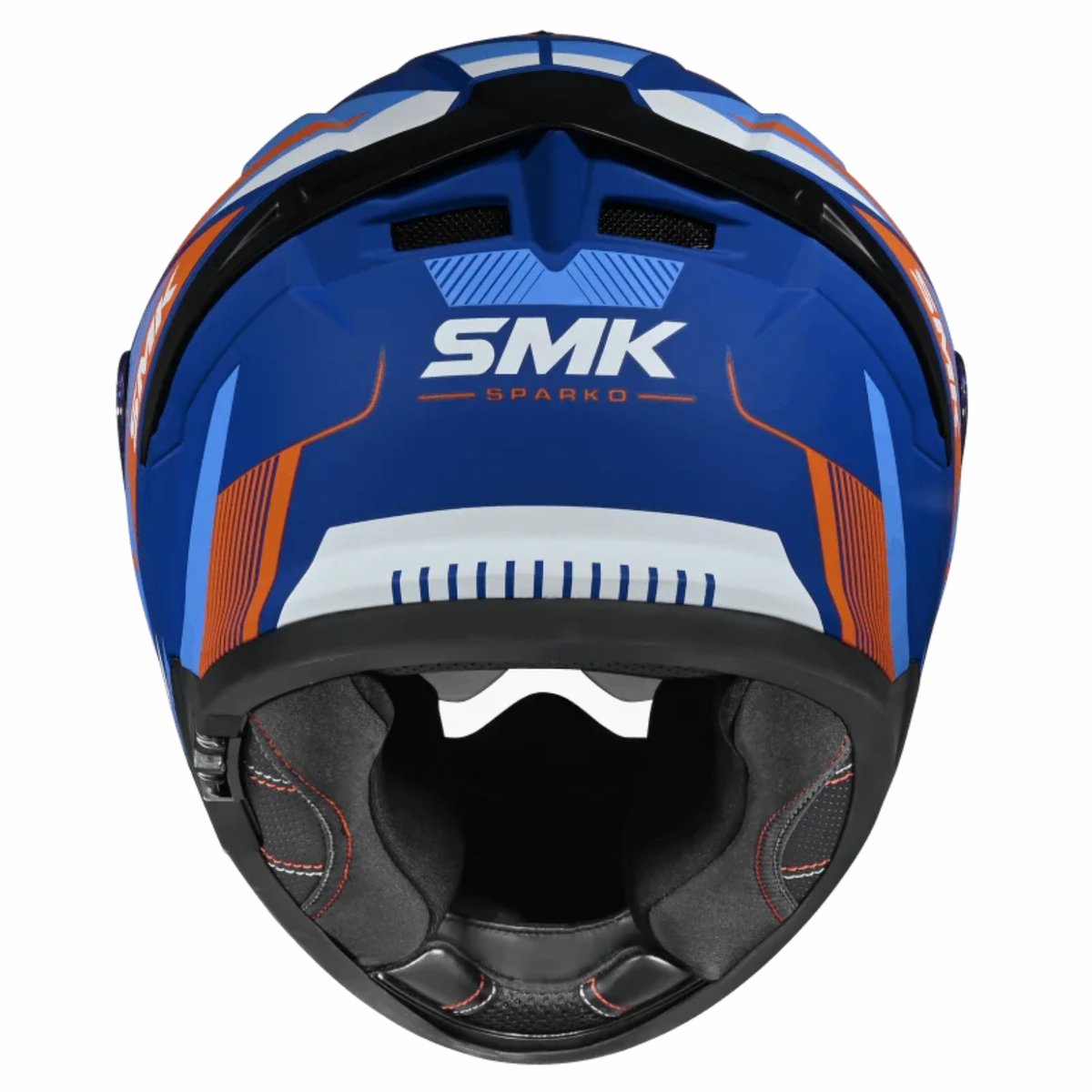 SMK Typhoon Sparko GRPS GL557 Ful Face Helmet - Gloss Blue Orange White - SMK
