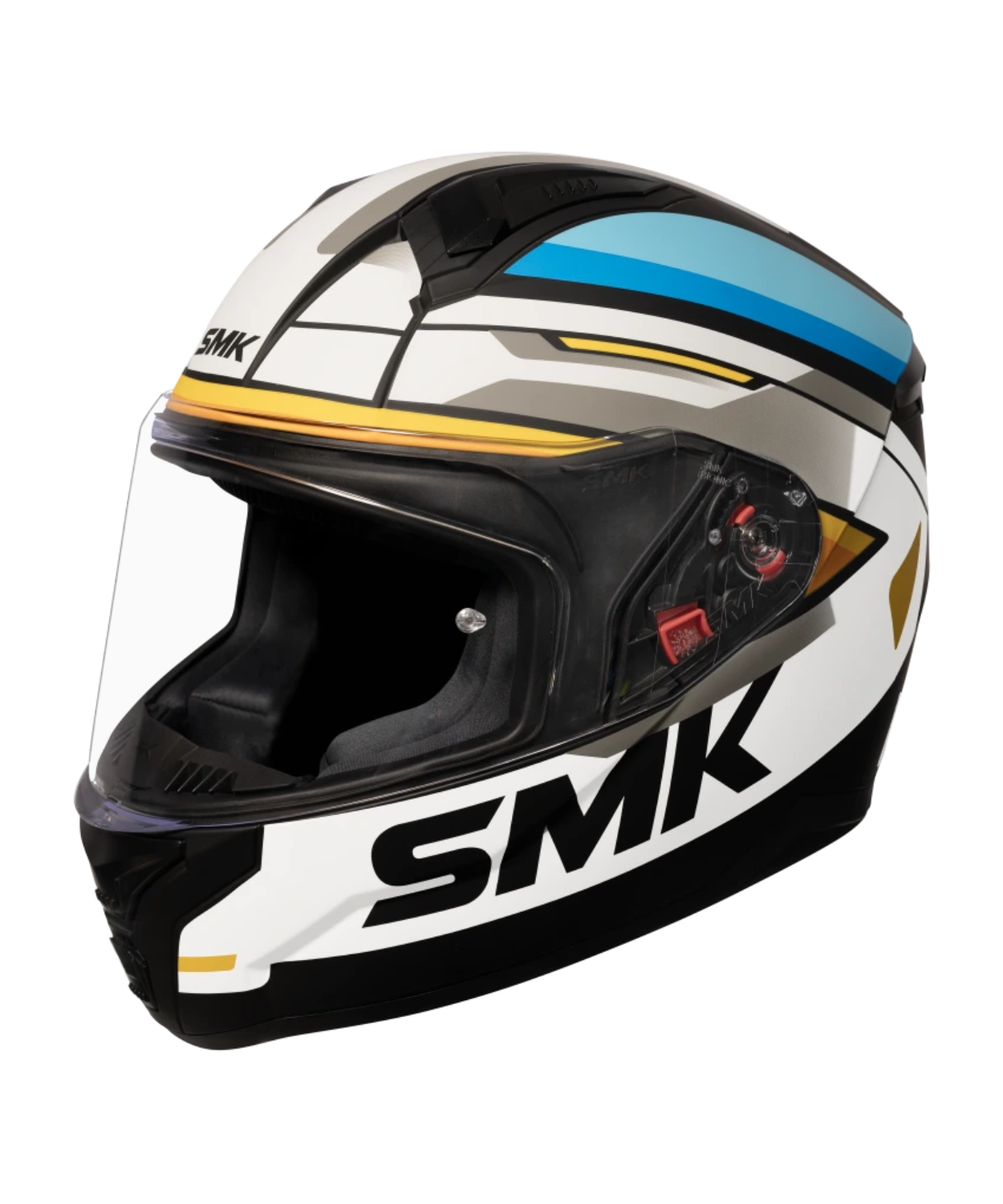 SMK Bionic Adult Outline MA215 Helmet - Matt White Blue Yellow - SMK