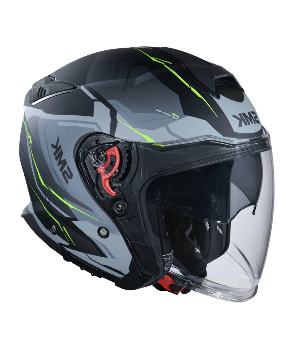 SMK GTJ Escape GRPS Gl264 Half Face Helmet - Gloss Black Grey Yellow - SMK