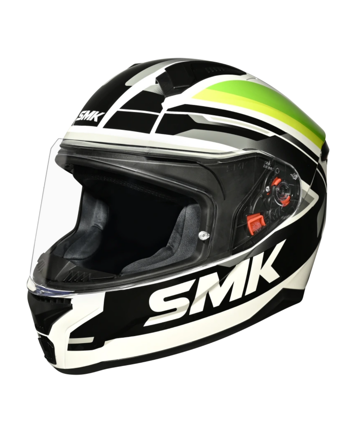 SMK Bionic Adult Outline GL128 Helmet - Gloss White Black Hiviz - SMK