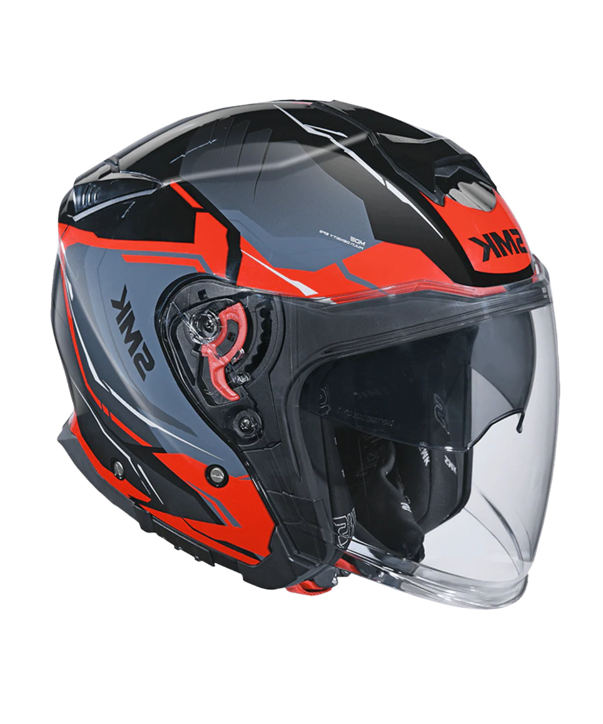 SMK GTJ ESCAPE GRPS MA236 Half Face Helmet - Matt Black Red Grey - SMK