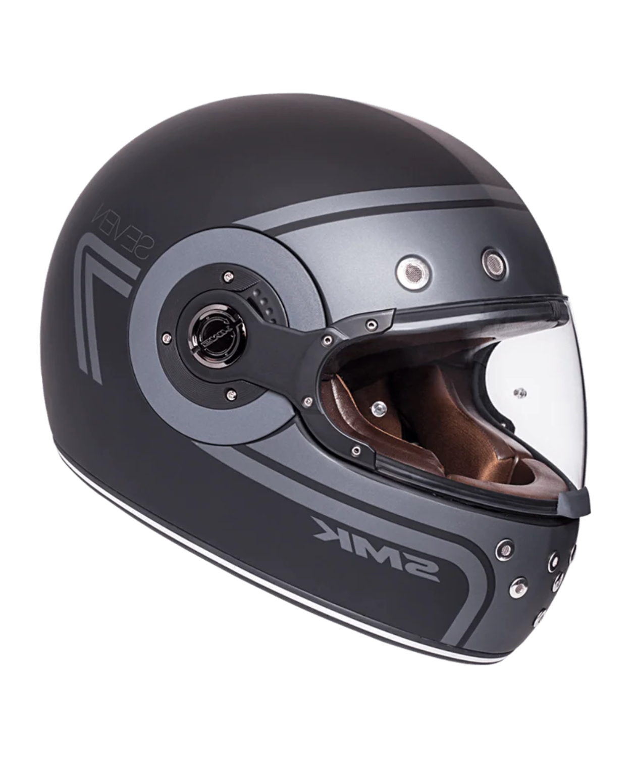 SMK Retro Seven GRPS MA260 Full Face Helmet - Matt Black Grey
