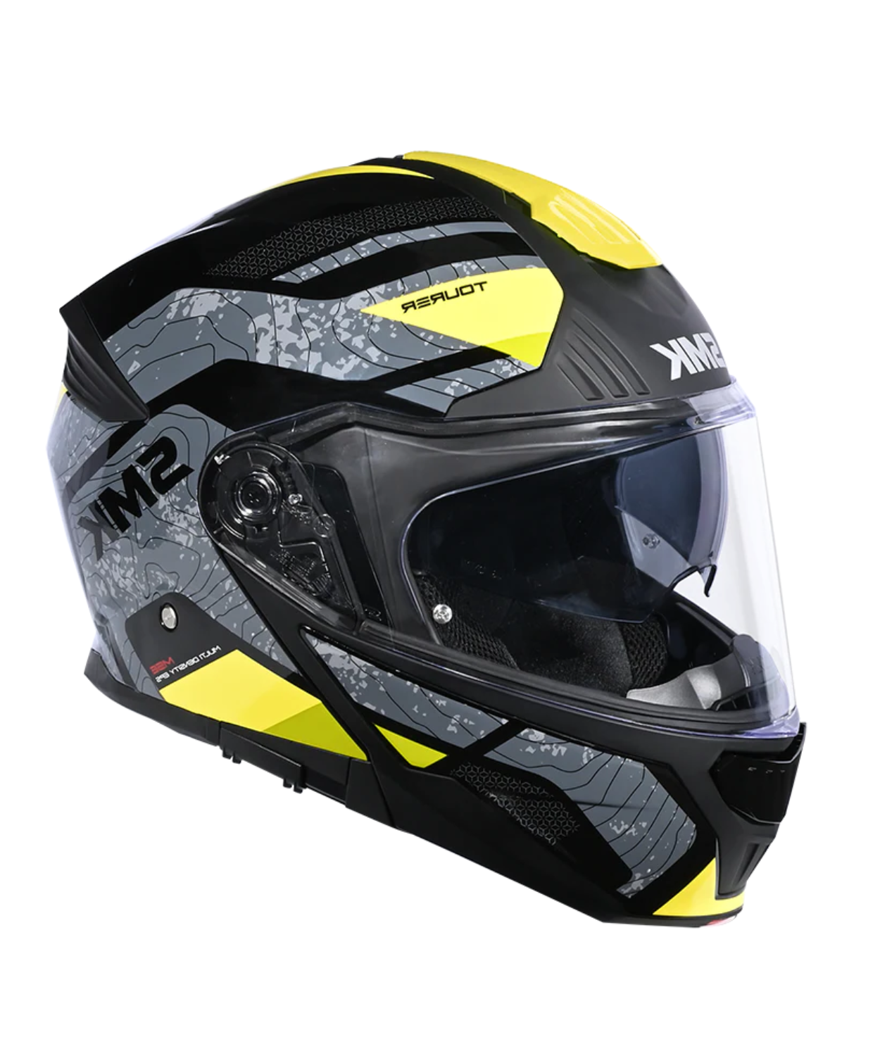 SMK Gullwing Navigator GRPS GL264 Flip Up Helmet - Gloss Black Grey Yellow