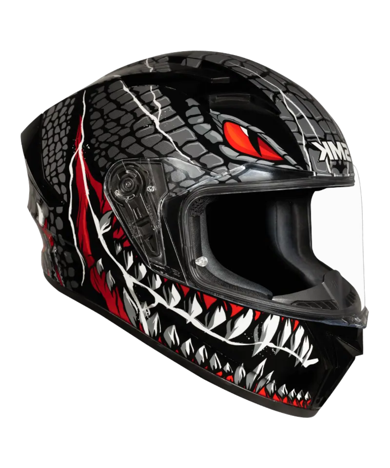SMK Stellar Sports Taotei GL263 Helmet - Gloss Black Grey Red