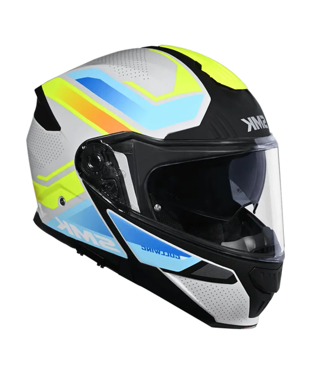SMK Gullwing Supertour GRPS GL654 Flip up Helmet - Gloss White Yellow Blue - SMK