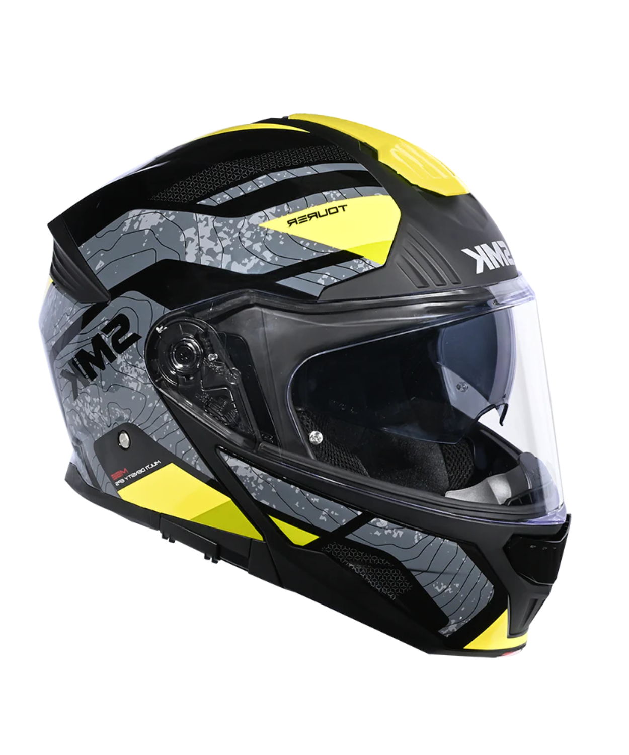 SMK Gullwing Navigator GRPS MA264 Filp Up Helmet - Matt Black Grey Yellow