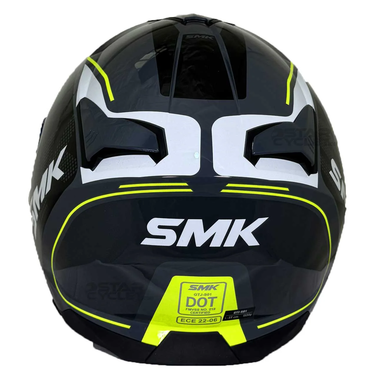 SMK GTJ Tourer GRPS GL614 Half Face Helmet - Gloss Grey Black Hiviz - SMK