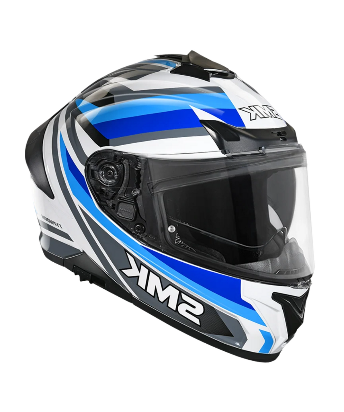 SMK Typhoon Freeride GRPS GL156 Full Face Helmet - Gloss White Grey Blue - SMK