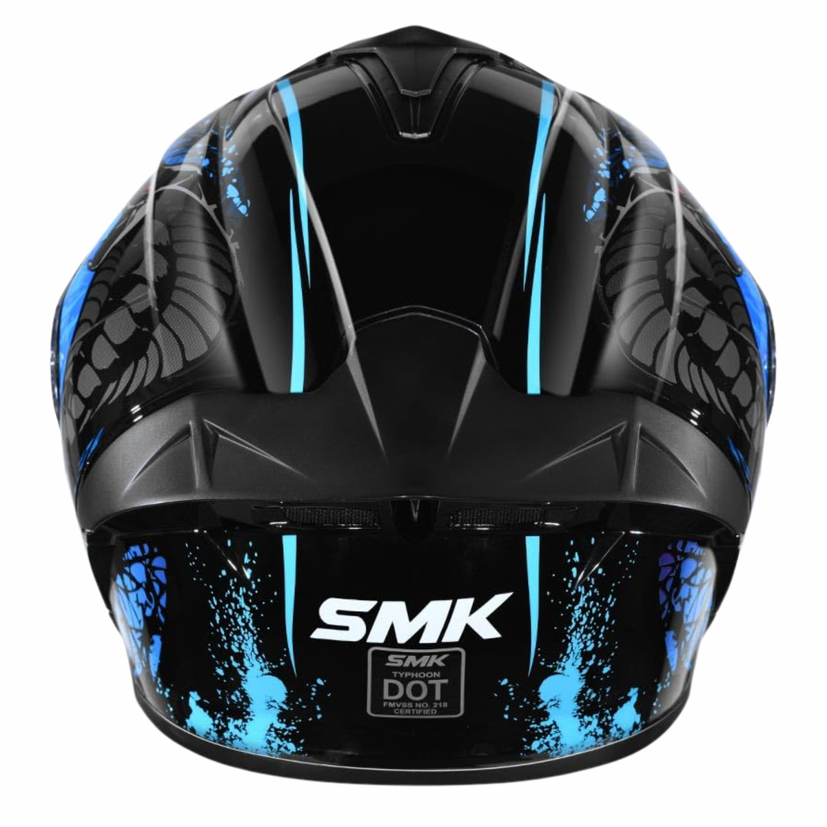 SMK Typhoon Reptile GL255 Gloss Black Blue Helmet - SMK