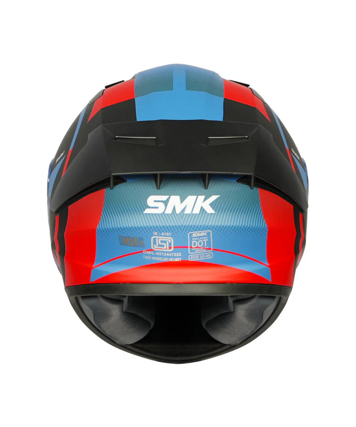 SMK Stellar Faro GRPS MA236 Full Face Helmet - Matt Black Red Blue