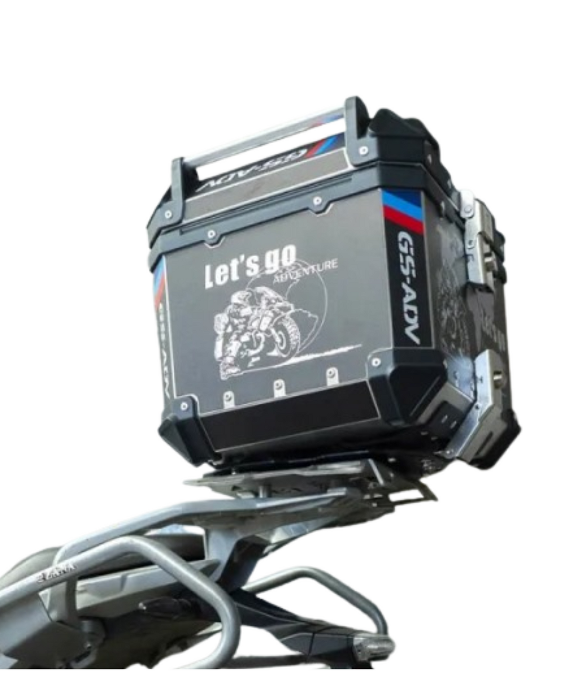 Zana BMW 310 GS Aluminium Sticker Top Box 45L with Back Rest Cushion - Black - ZI-TB-015 - Zana