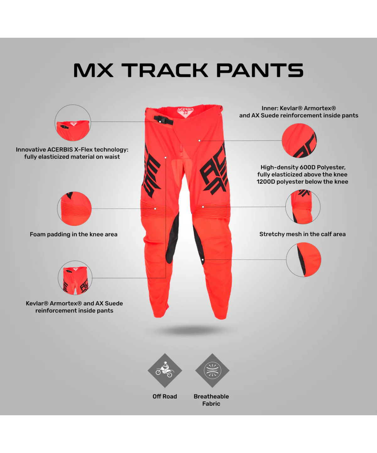 Acerbis MX Track Pants - Red - Acerbis