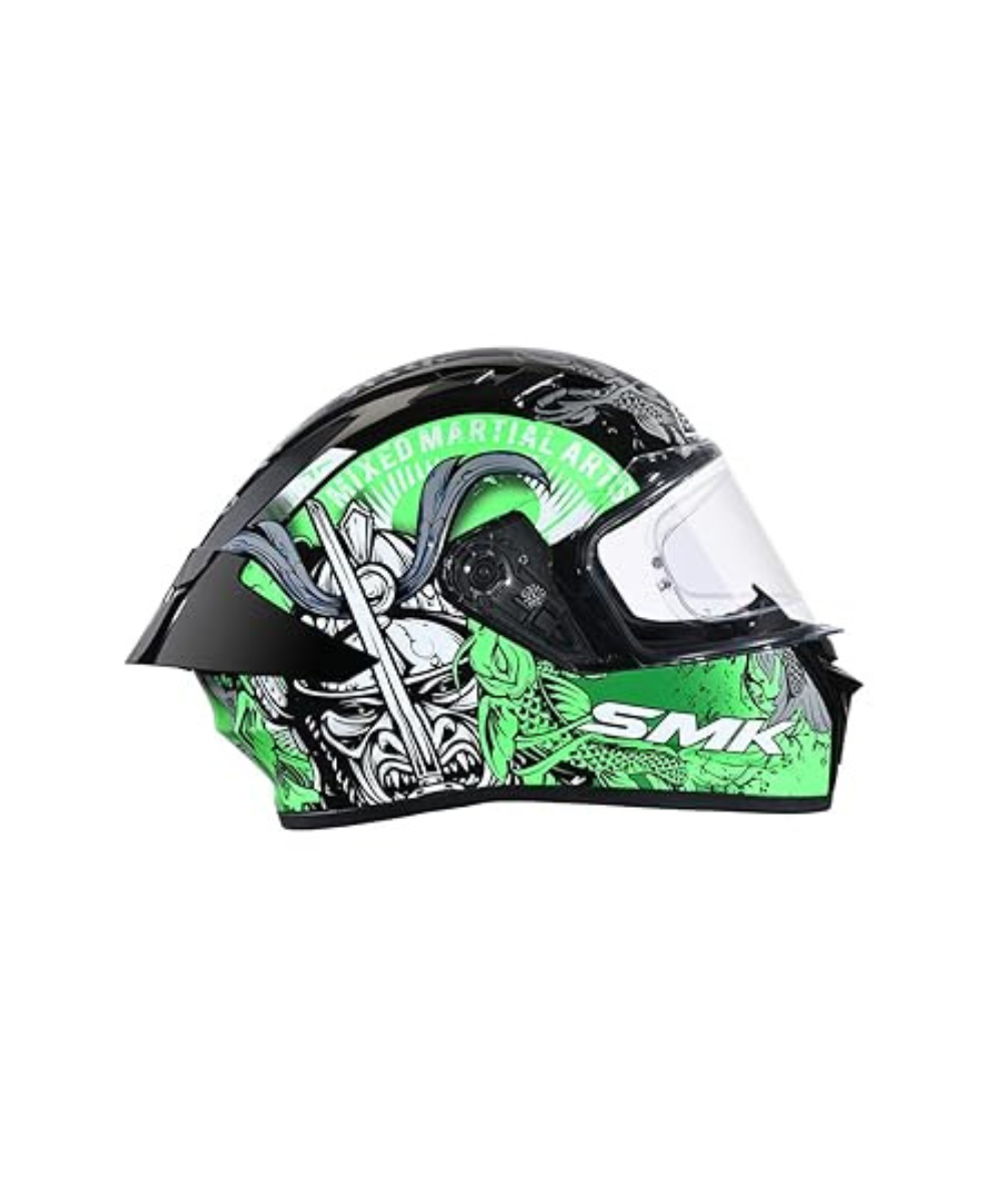 SMK Stellar Samurai MA268 Black Green Helmet - SMK