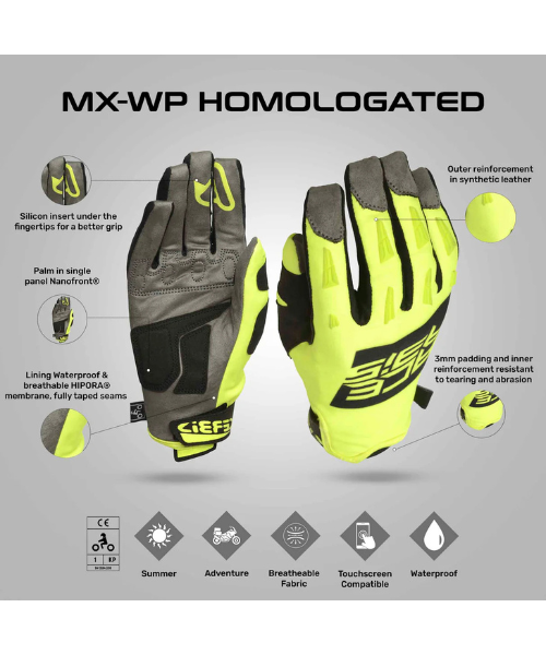 Acerbis X-Water Proof Homol Riding Gloves - Black Yellow