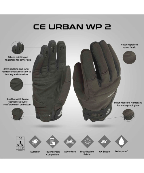 Acerbis Urban Water Proof CE Riding Gloves - Black