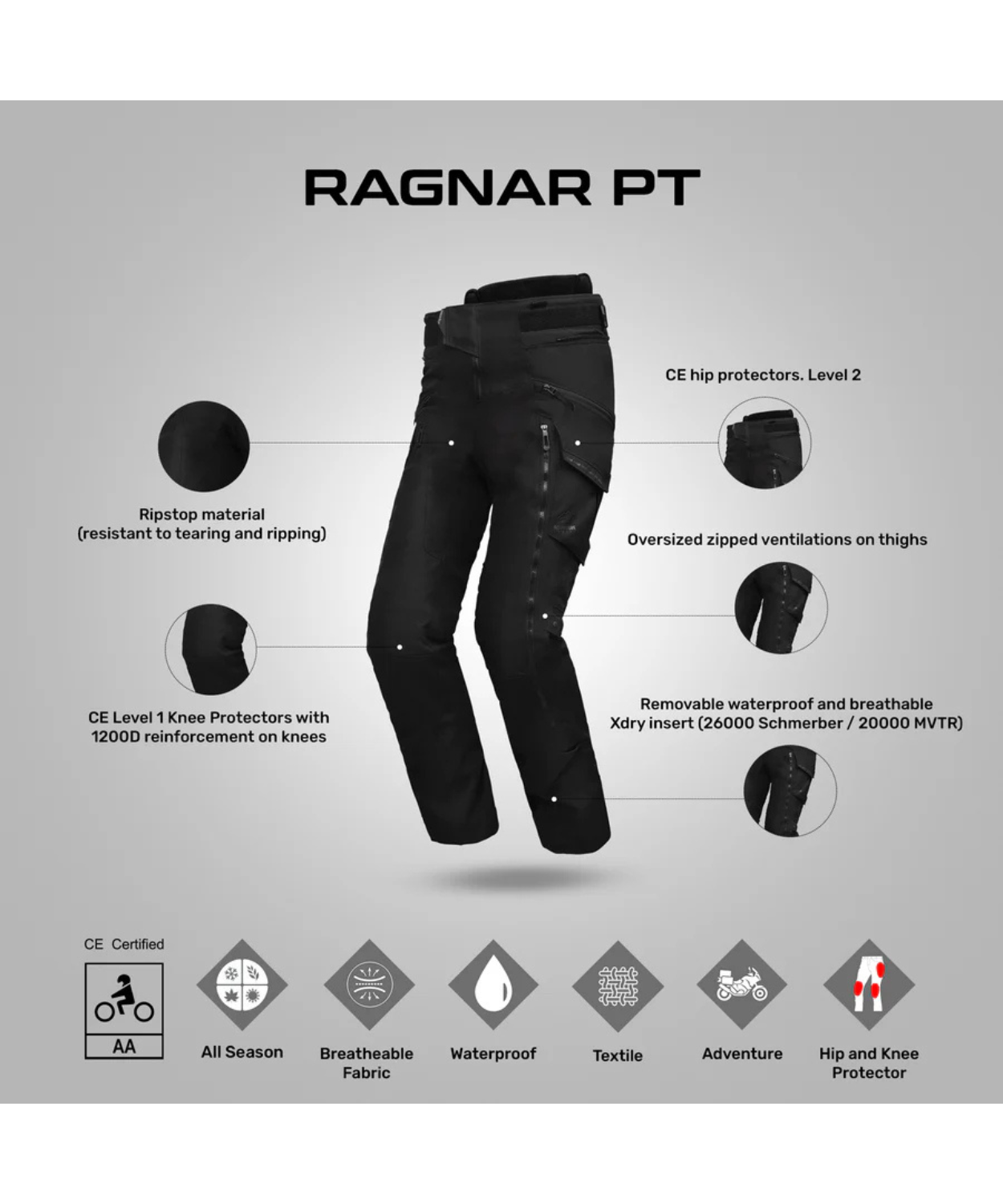 Ixon Ragnar PT Riding Pant - Black