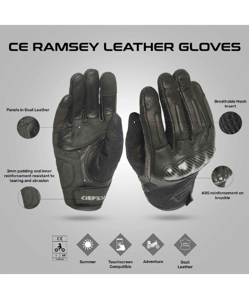 Acerbis Ramsey Leather CE Riding Gloves - Black