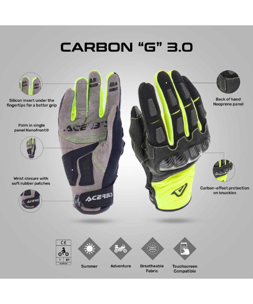 Acerbis Carbon G 3.0 Riding Gloves - Yellow Black