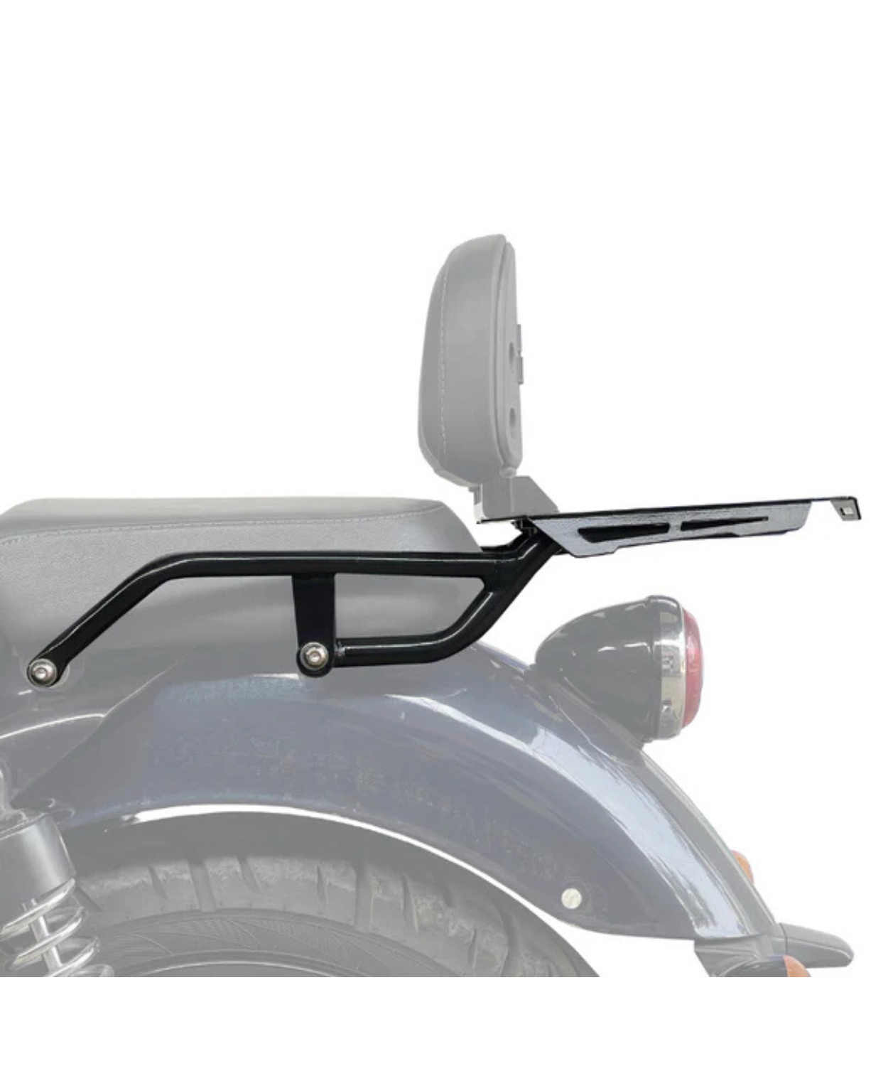 Auto Engina Top Rack with Backrest Adapter for Royal Enfield Meteor 350 - Black