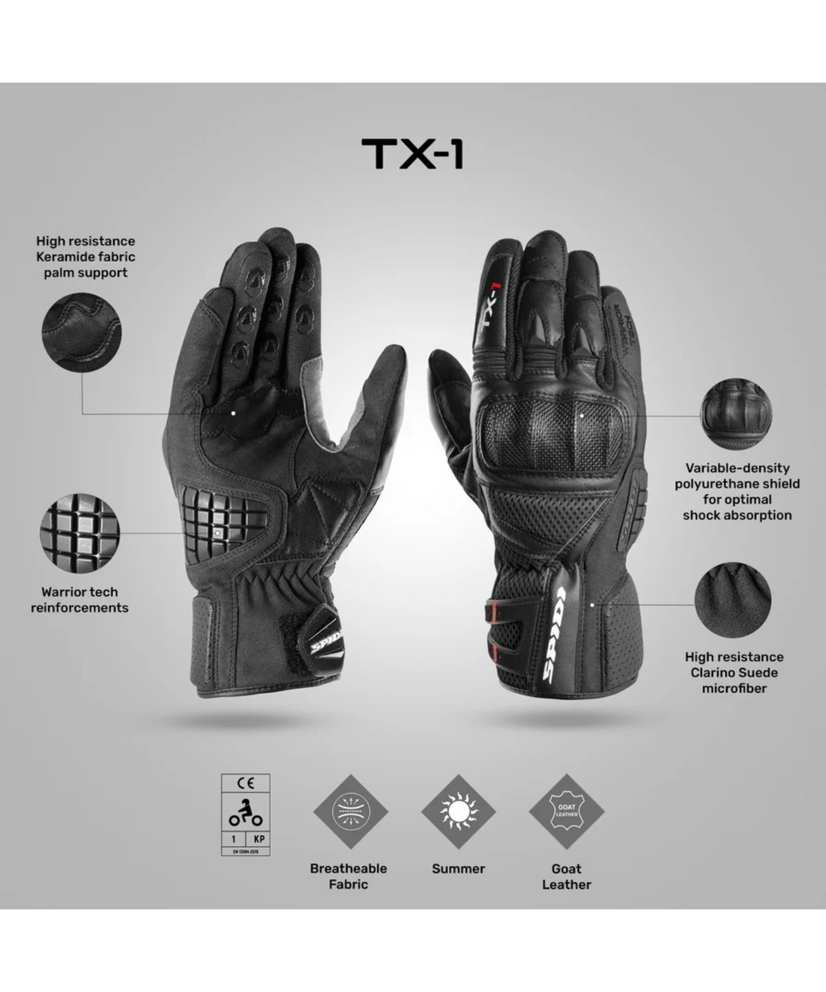 Spidi TX-1 Riding Gloves - Black - Spidi