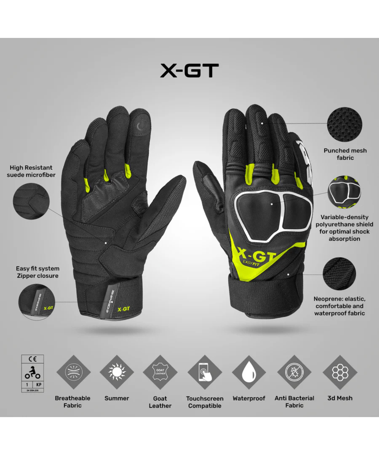 Spidi X-GT Riding Gloves - Black Fluo Yellow