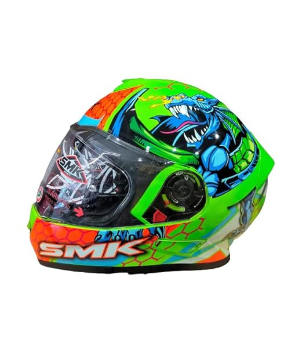 SMK Twister Dragon GL875 Orange Green Helmet - SMK