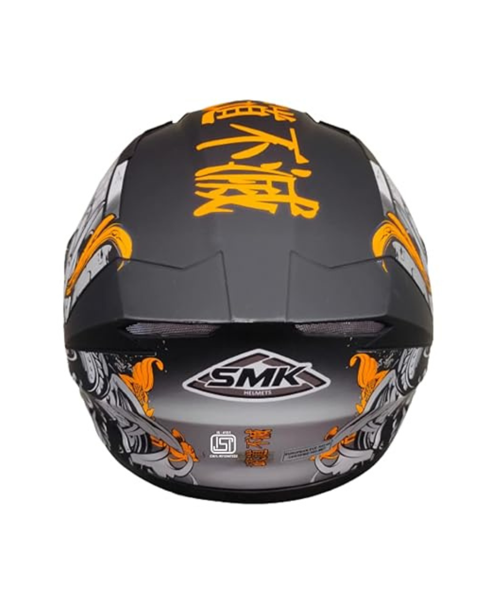 SMK Stellar Samurai Matt Black Grey Orange (MA276) Helmet - SMK