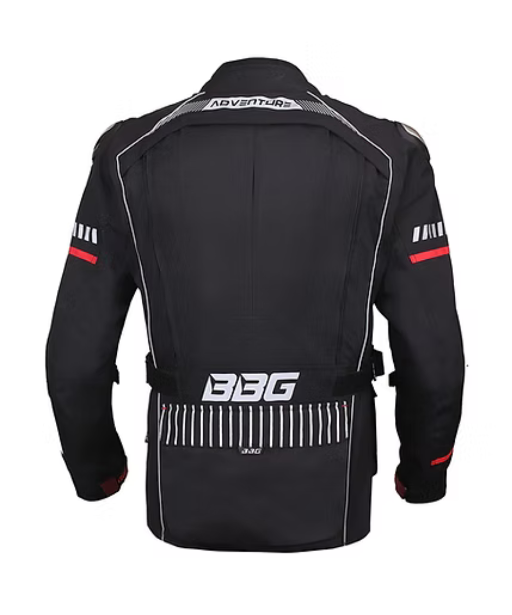 BBG Adventure Riding Jacket with Chest Guard with Liner - Black