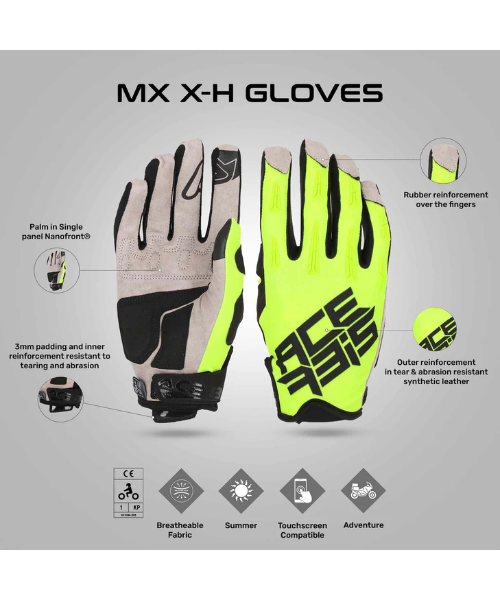 Acerbis MX X-H Riding Gloves - Fluo Green Black