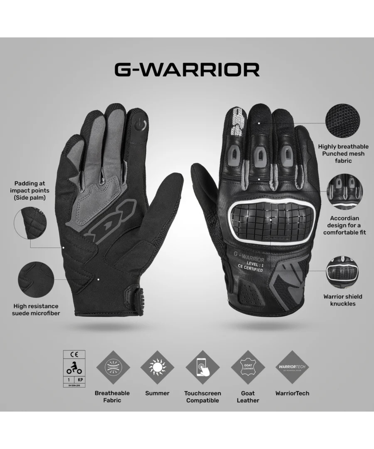 Spidi G Warrior Riding Gloves - Black