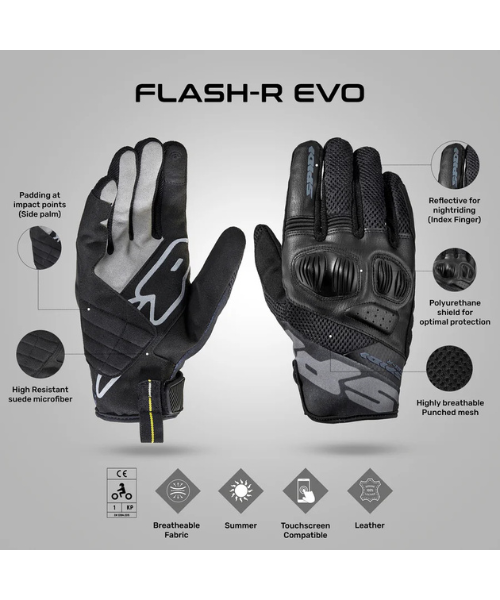 Spidi Flash R Evo Riding Gloves - Black - Spidi