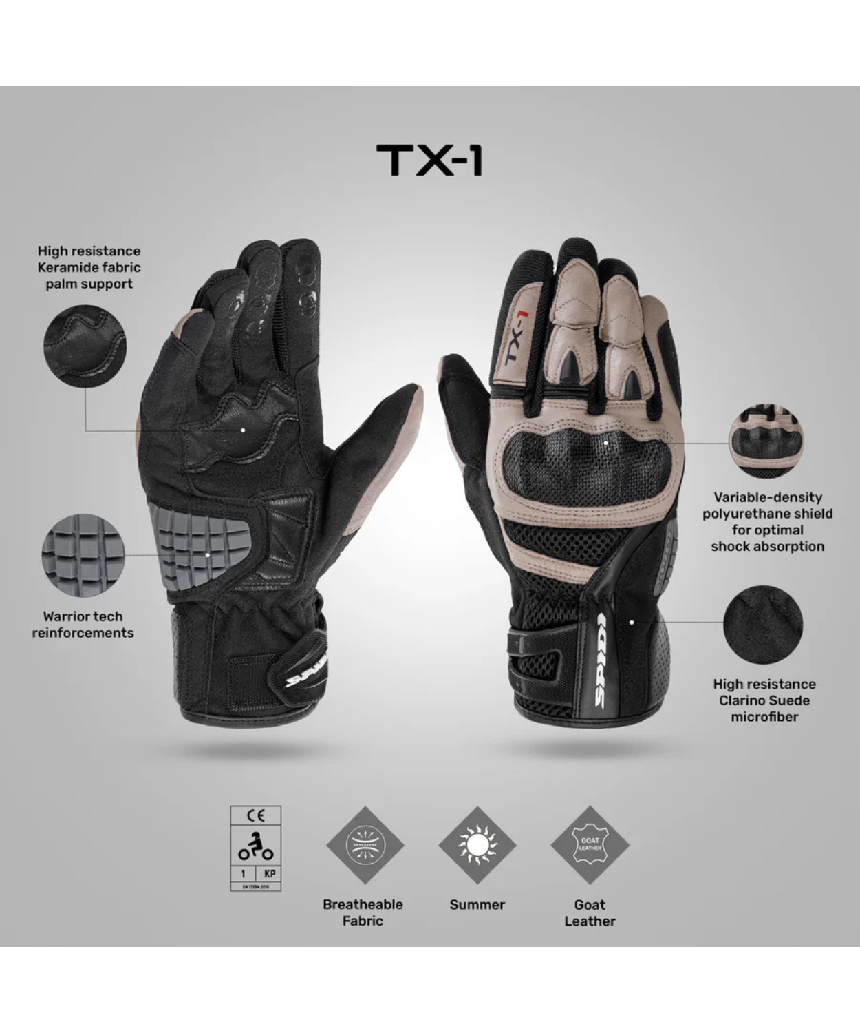 Spidi TX-1 Riding Gloves - Black Sand