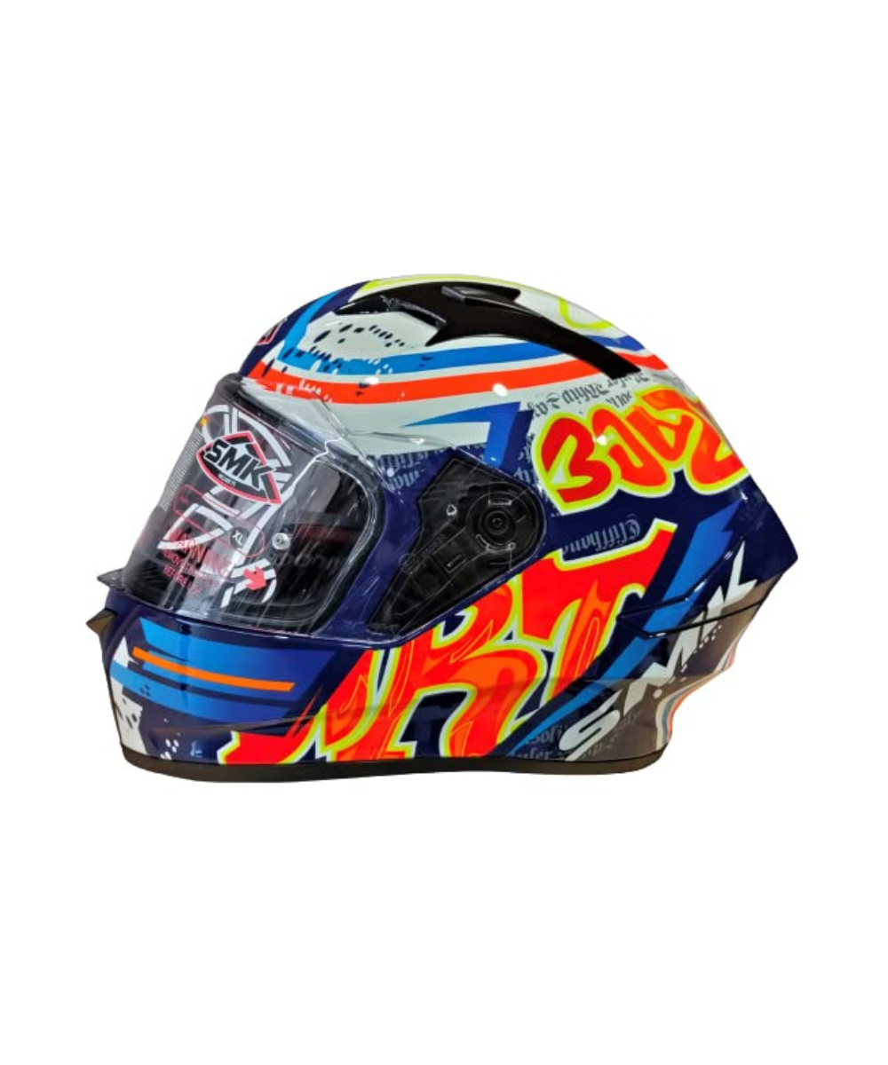 SMK Stellar Graffiti Blue Red Orange Gloss (GL537) Helmet - SMK