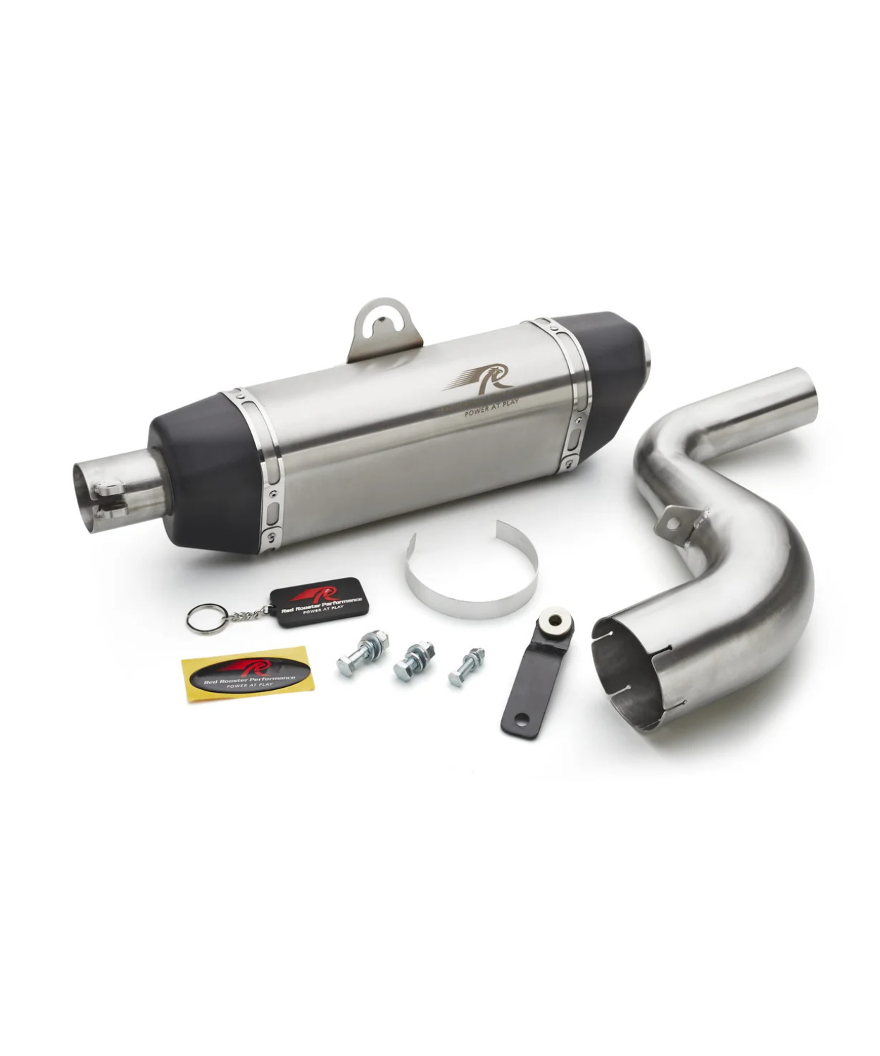 Red Rooster Performance Galactic Exhaust for KTM Duke 250 / 390 / RC 390 / ADV 390 / 250 (With Bend Pipe) - Silver
