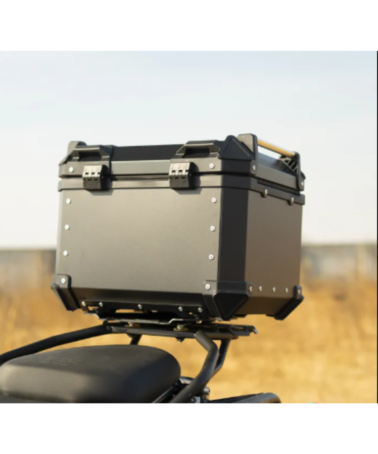 Zana Top Box Aluminium Black 45ltr L-Flat with Back Rest - ZI-TB-010