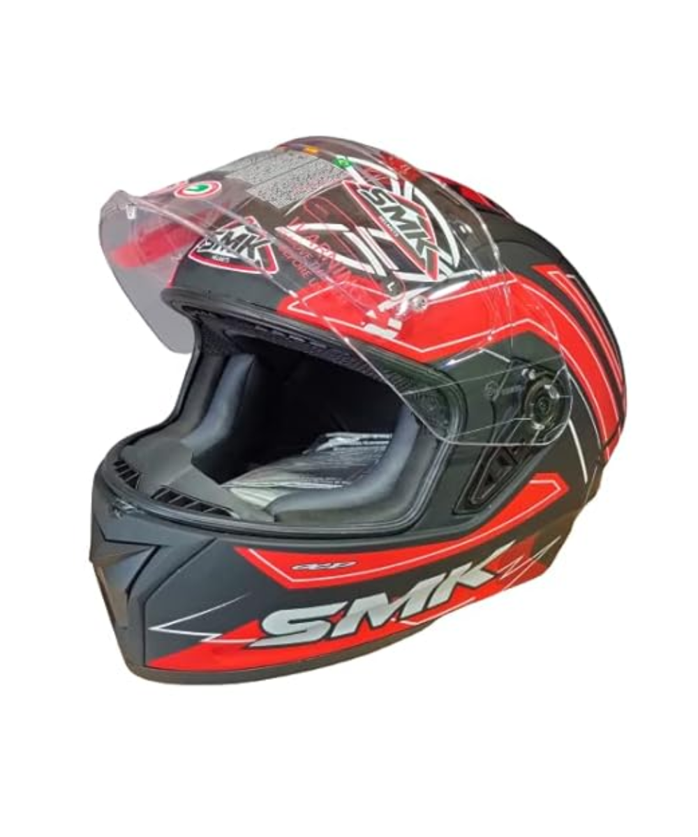 SMK Stellar Bolt Matt Black Red White (MA231) Helmet - SMK